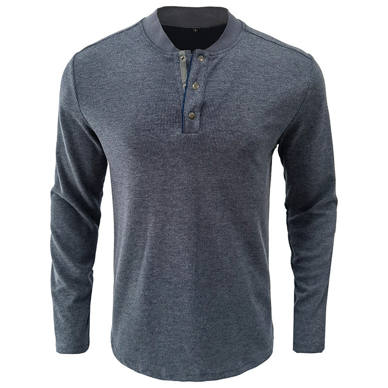 Herren Langarmshirt mit Knopfleiste im strukturierten Design Echoarchiv