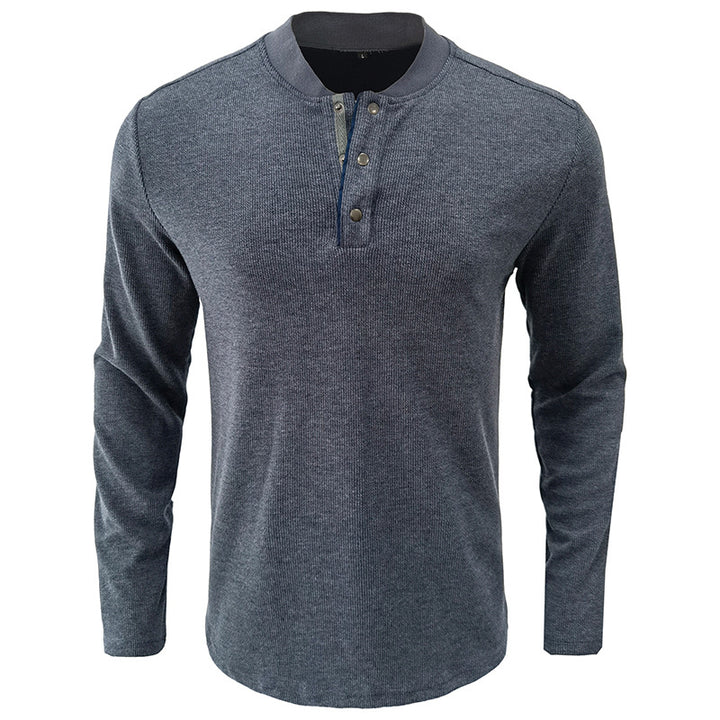 Herren Langarmshirt mit Knopfleiste im strukturierten Design Echoarchiv