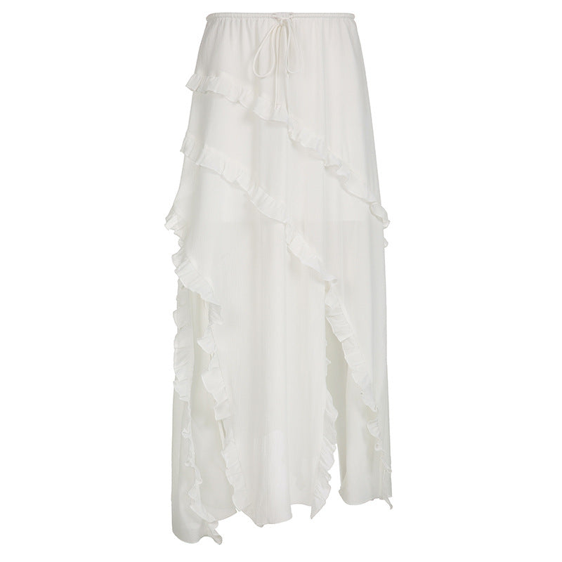 Damen Luftiger Chiffon-Rock mit voluminösem Rüschensaum Echo Archiv