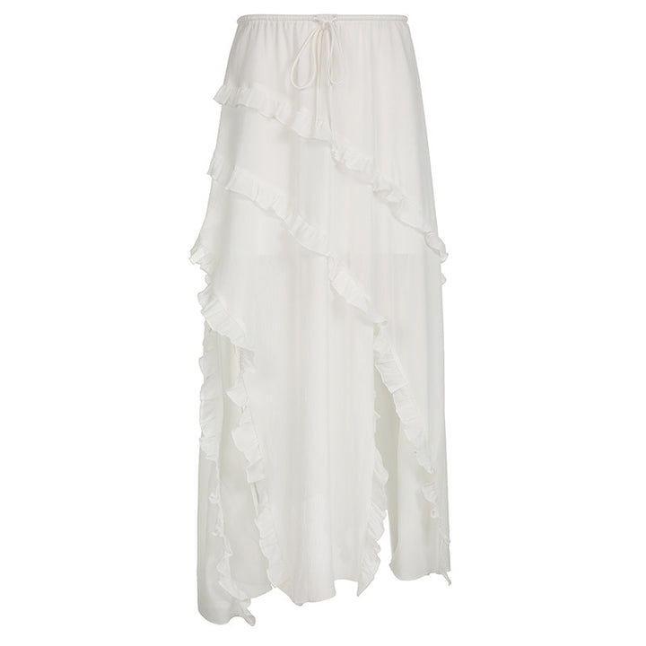 Damen Luftiger Chiffon-Rock mit voluminösem Rüschensaum Echo Archiv