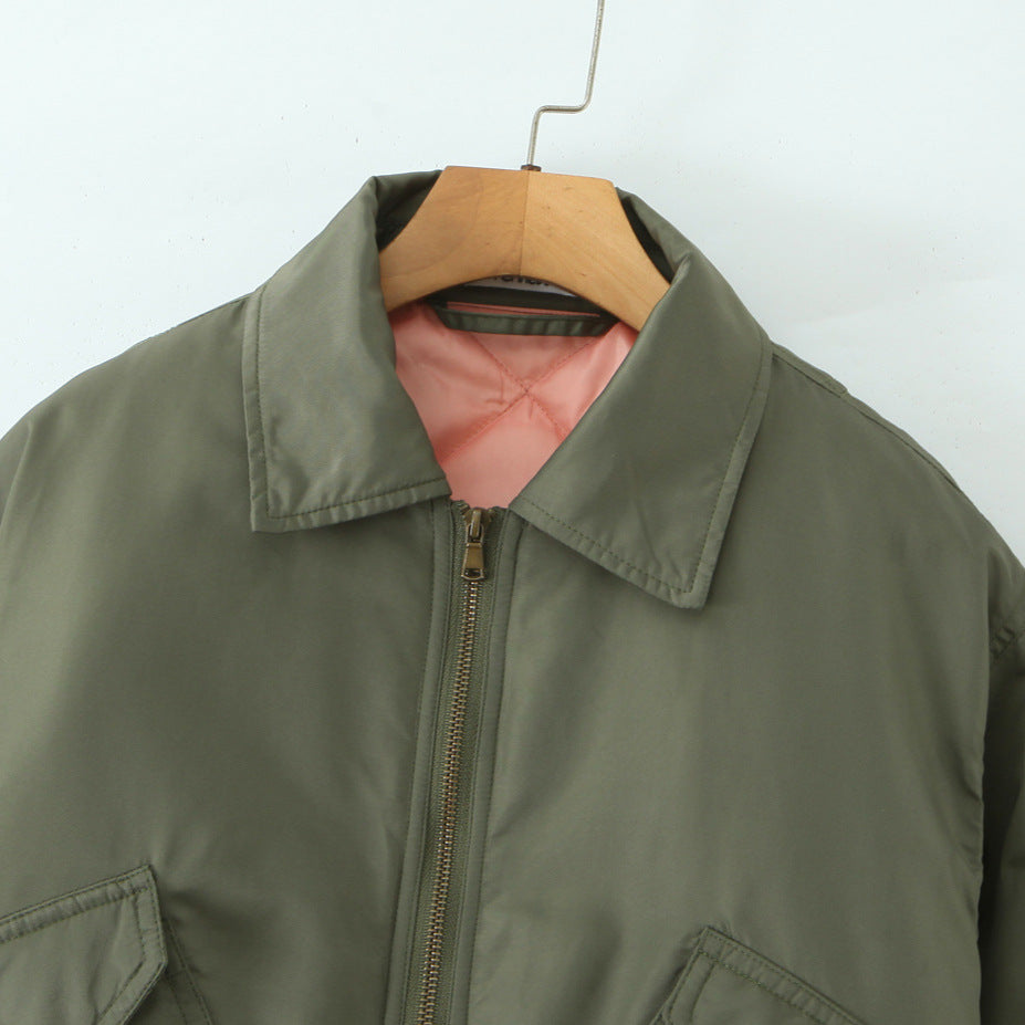 Damen lässige Bomberjacke mit praktischen Taschen Echoarchiv