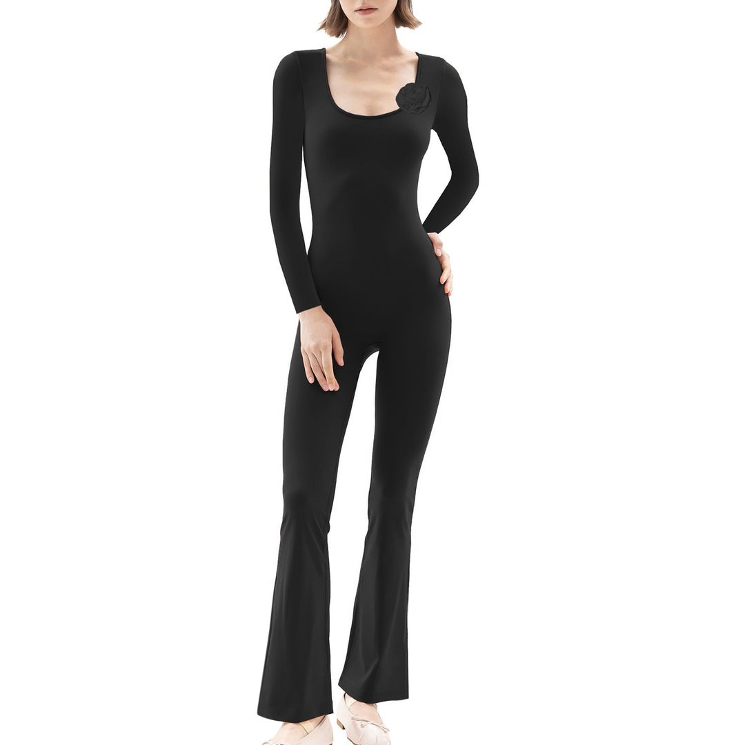 Damen figurbetonter Jumpsuit mit langen Ärmeln und Skulptur-Details Echo Archiv