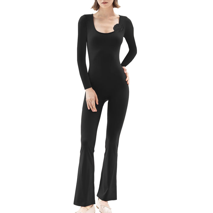 Damen figurbetonter Jumpsuit mit langen Ärmeln und Skulptur-Details Echo Archiv