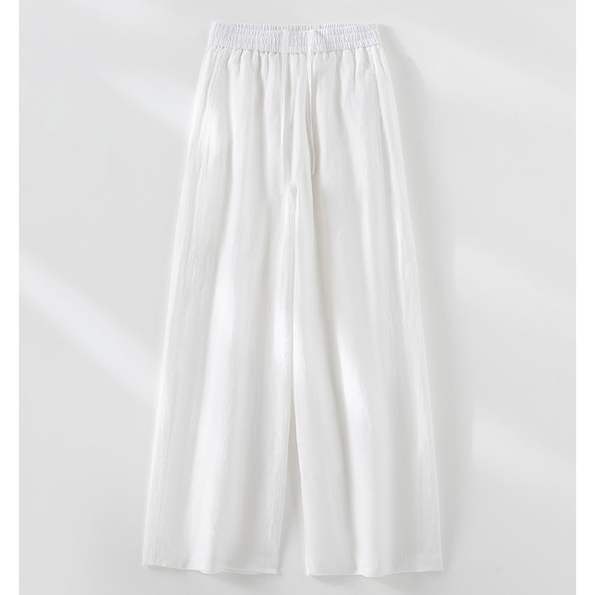 Damen Weite Leinen‑Optik Palazzohose mit elastischem Bund und fließender Silhouette Echoarchiv