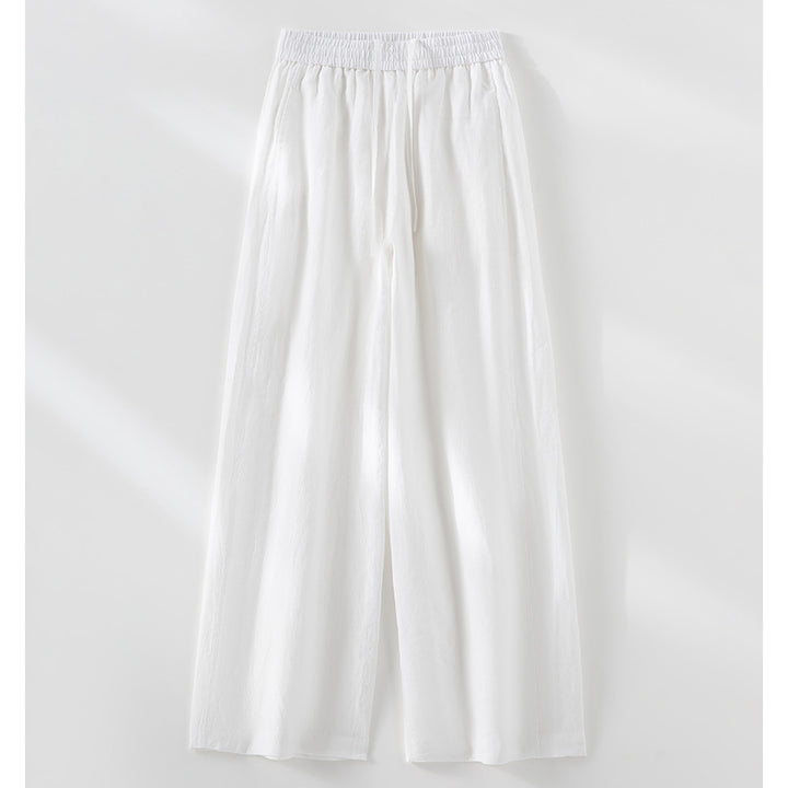 Damen Weite Leinen‑Optik Palazzohose mit elastischem Bund und fließender Silhouette Echoarchiv
