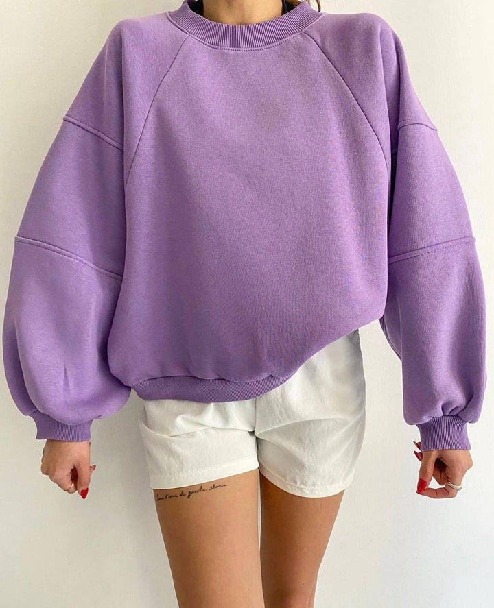 Damen Komfort-Loungewear Kombination Oversize-Sweatshirt mit High-Waist Biker-Shorts Echoarchiv