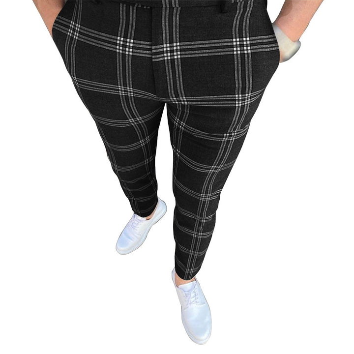 Herren Elegante Karottenhose mit strukturiertem Karo-Muster Echoarchiv