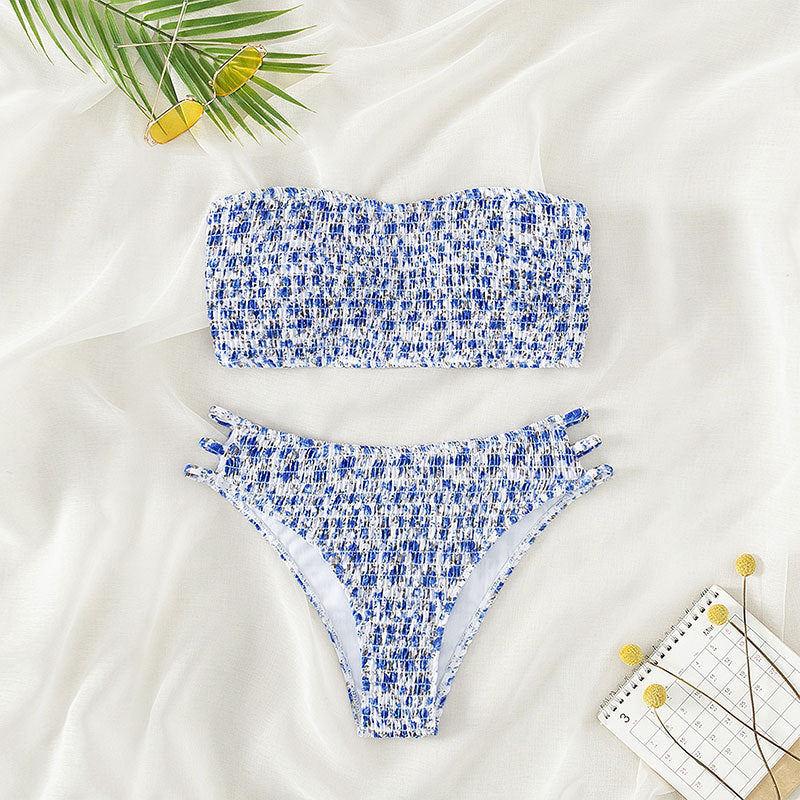 Damen Bandeau-Bikini mit modischem Rüschendesign und hoher Taille Echo Archiv