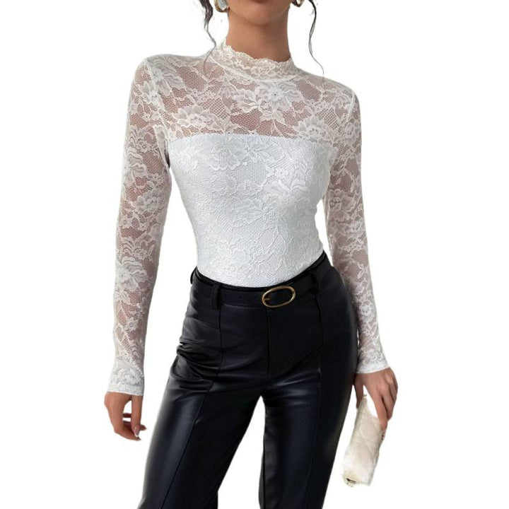 Damen Spitzenbody mit elegantem Stehkragen und langem Arm Echo Archiv