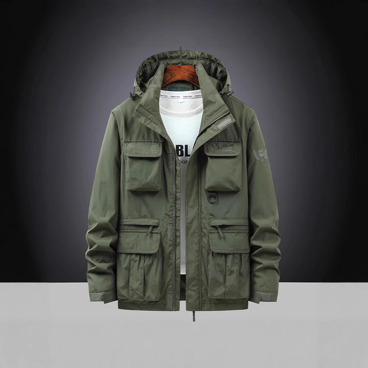 Herren Multifunktions-Fieldjacke mit Kapuzenkragen, Cargo-Taschen und D-Ring Echoarchiv