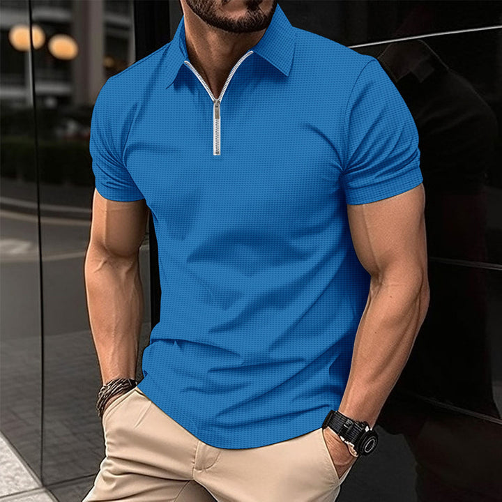 Herren modisches Poloshirt mit Reißverschluss und strukturiertem Design Echoarchiv