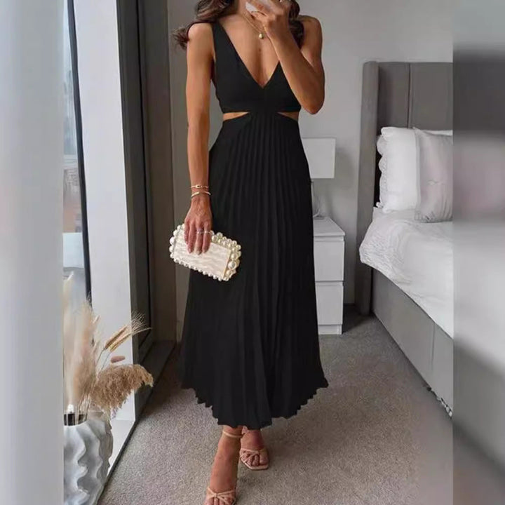 Damen Elegantes Maxikleid mit V-Ausschnitt und raffinierten Drapierungen Echoarchiv