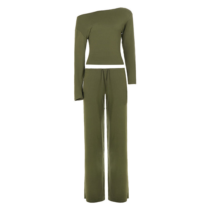 Damen Lounge-Set mit Off-Shoulder-Stretchtop und weiter Kordelbundhose Echo Archiv