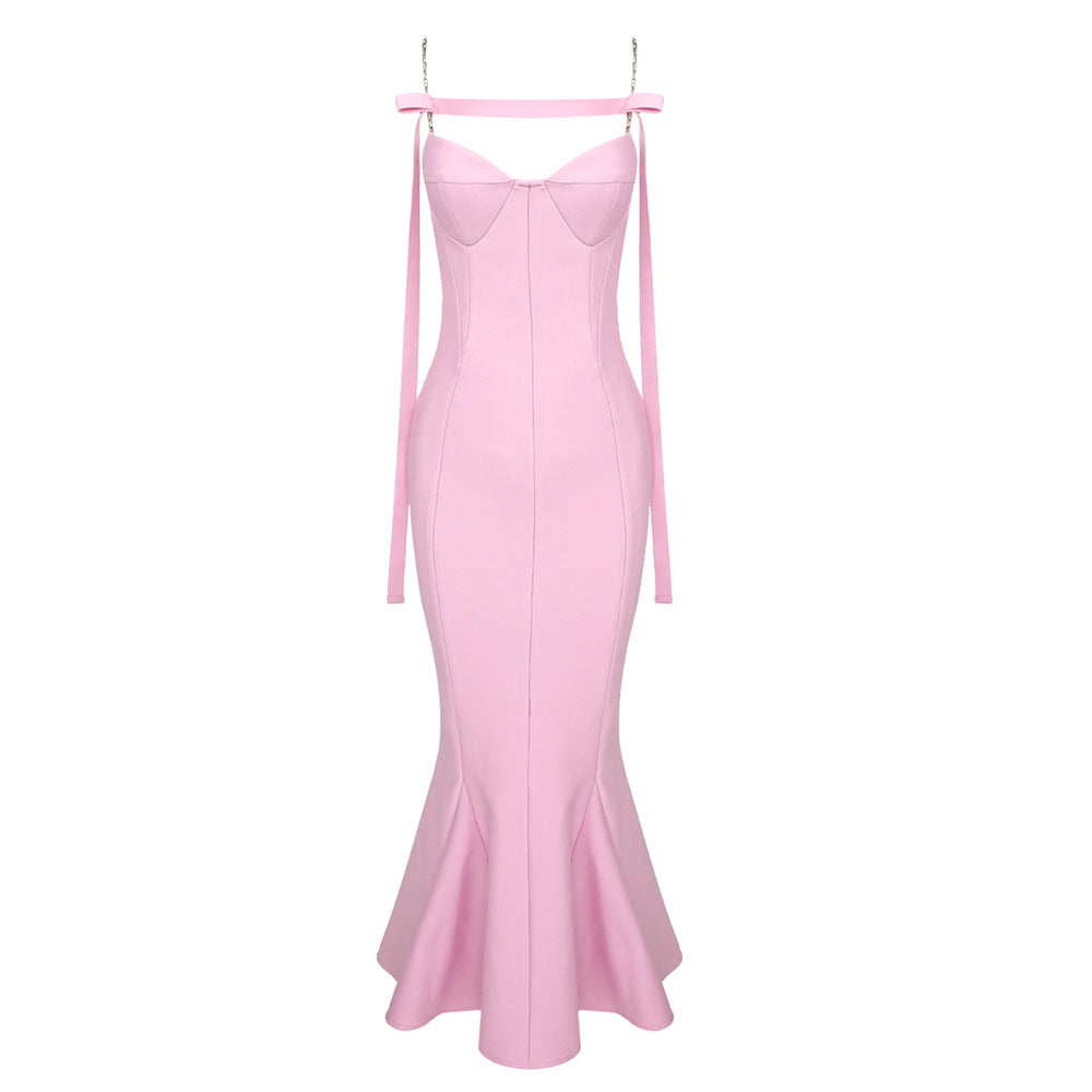 Damen Elegantes Meerjungfrauen-Kleid mit schulterfreier und taillierter Passform Echo Archiv