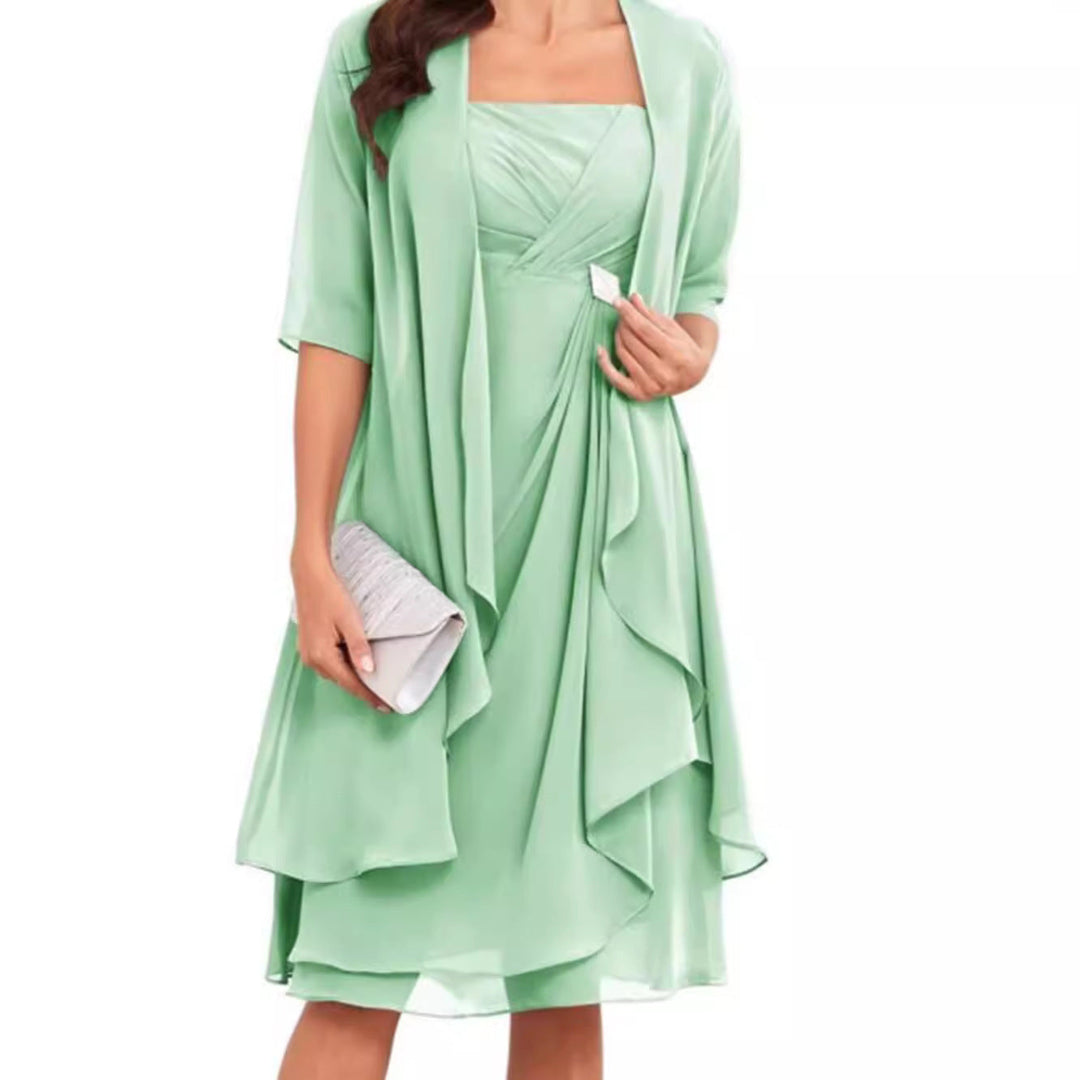 Damen nan Chiffon-Abendkleid mit Bolero und asymmetrischem Lagenrock Echoarchiv