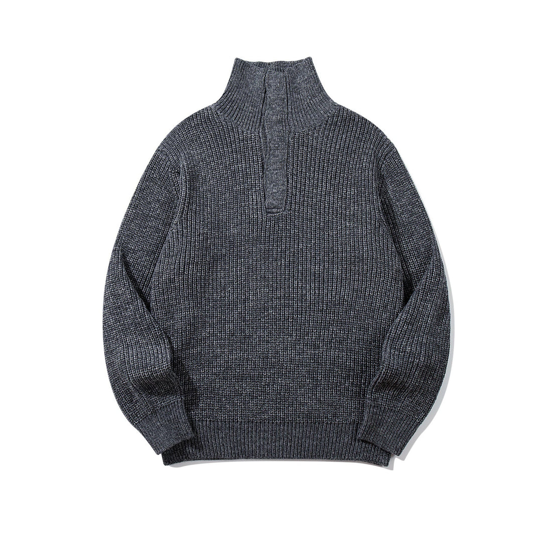 Unisex Grobgestrickter Rollkragenpullover mit halber Knopfleiste Echoarchiv