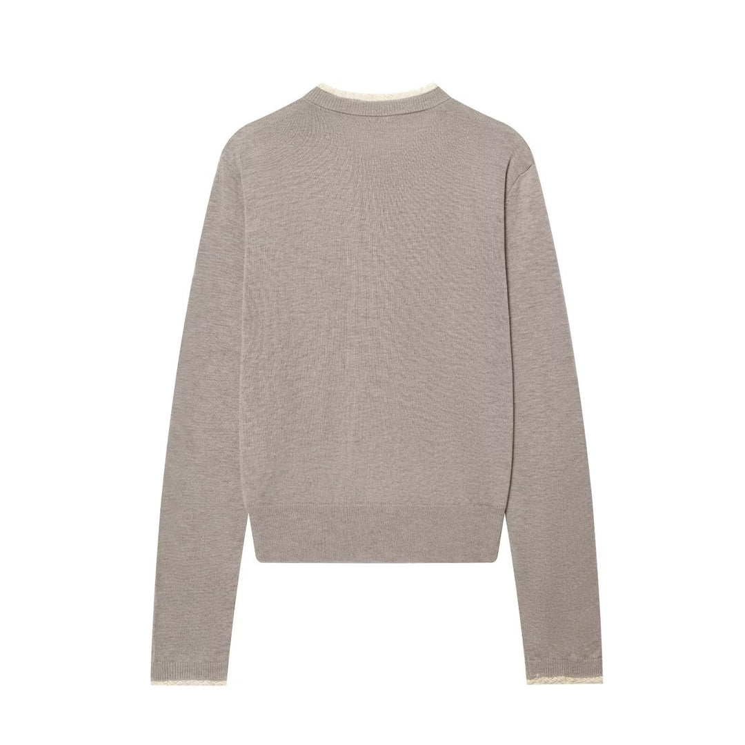 Damen Feinstrick-Cardigan mit Rundhals, Knopfleiste und Spitzenbesatz Echo Archiv