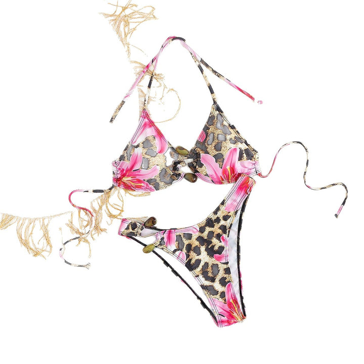 Damen Triangel-Bikini-Set mit floralem Leo-Muster Echo Archiv