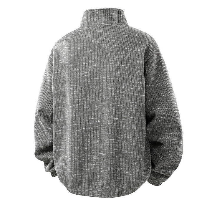 Herren Oversize Strickoptik Half-Zip Pullover mit Stehkragen und Reißverschlusstaschen Echo Archiv
