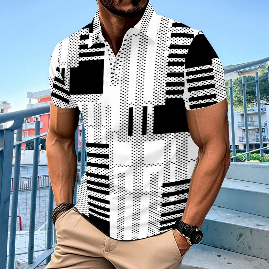 Herren modisches Kurzarmhemd mit geometrischem Design und hohem Tragekomfort Echoarchiv