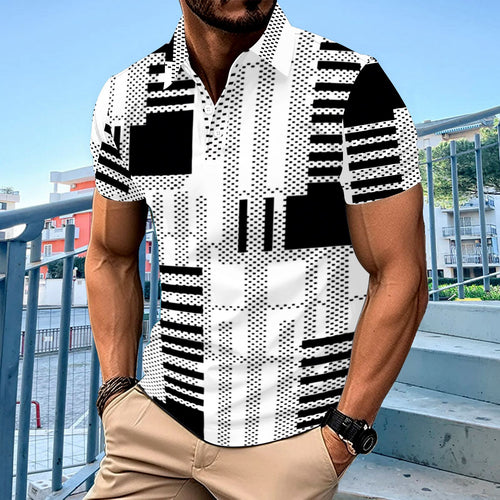Herren modisches Kurzarmhemd mit geometrischem Design und hohem Tragekomfort Echoarchiv