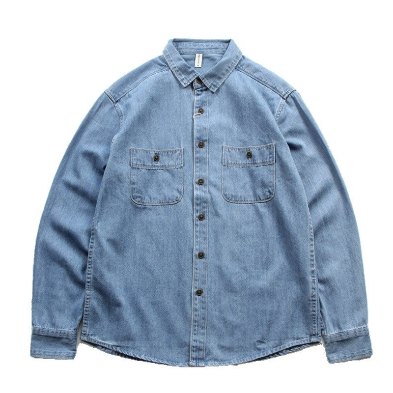 Herren Denim-Worker-Hemdjacke mit Brusttaschen und lockerer Passform Echoarchiv