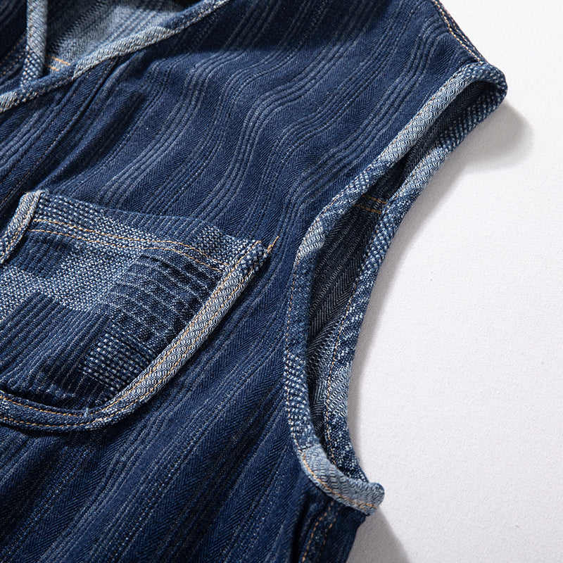 Herren Ärmellose Denim‑Weste im Workwear‑Look mit großformatigen aufgesetzten Taschen Echoarchiv