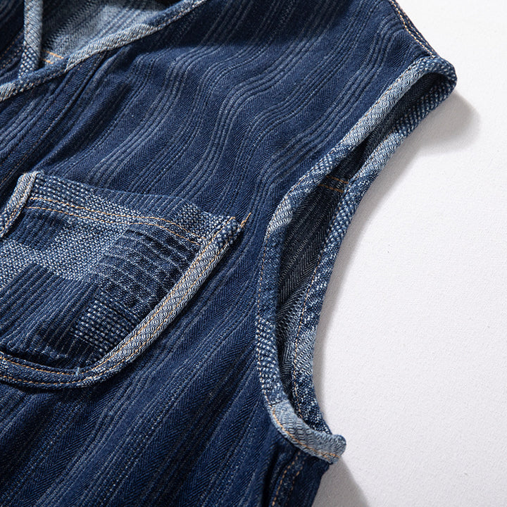Herren Ärmellose Denim‑Weste im Workwear‑Look mit großformatigen aufgesetzten Taschen Echoarchiv