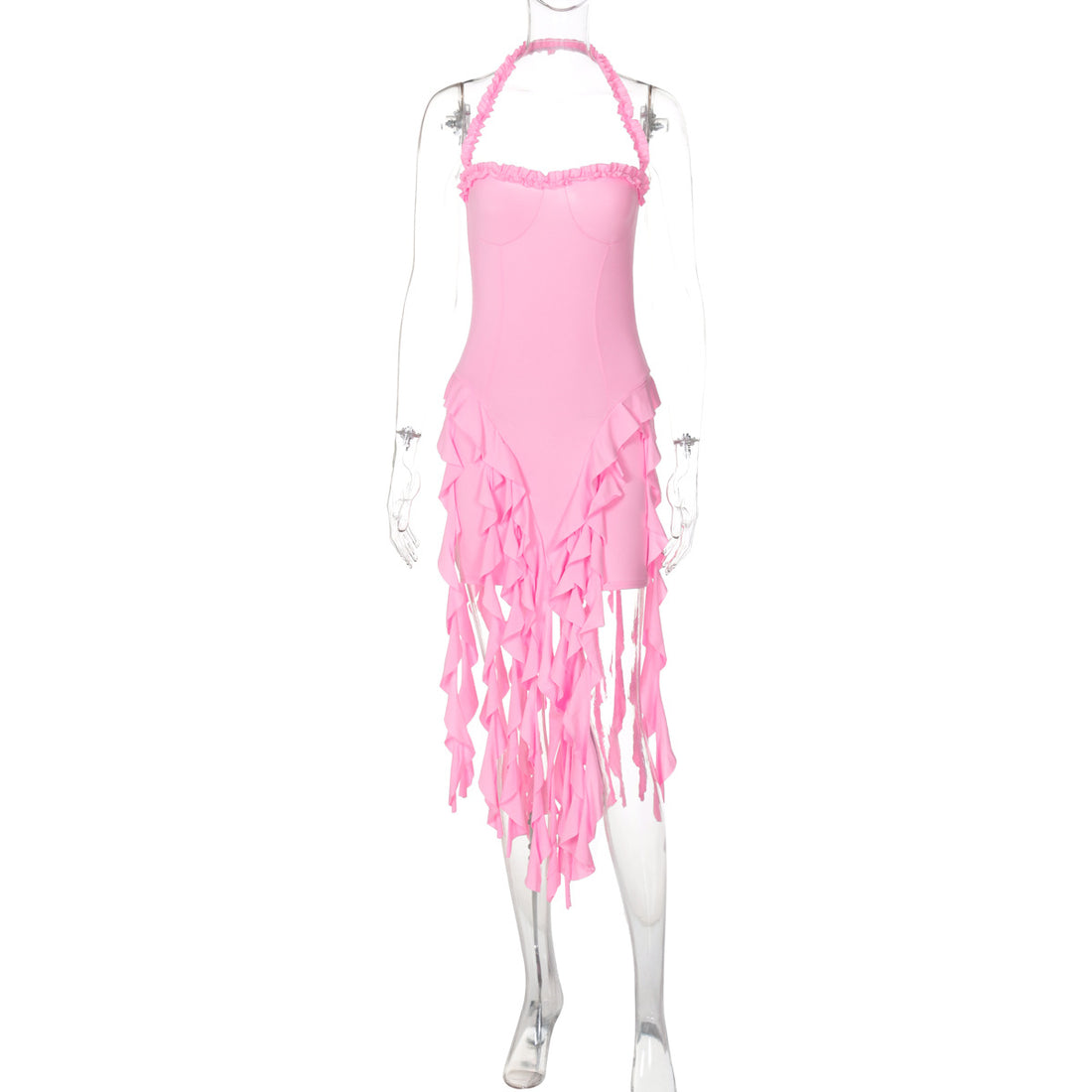 Damen Rüschenkleid mit tiefem Ausschnitt – Élara