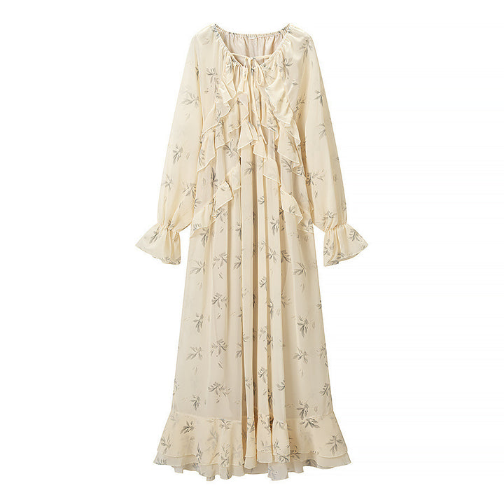 Damen Maxikleid mit eleganten Rüschendetails und floralem Druck Echo Archiv
