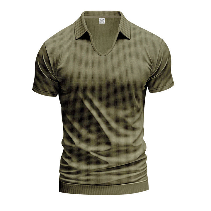 Herren Kurzarm Poloshirt mit strukturierter Oberfläche und modernem V-Ausschnitt Echoarchiv