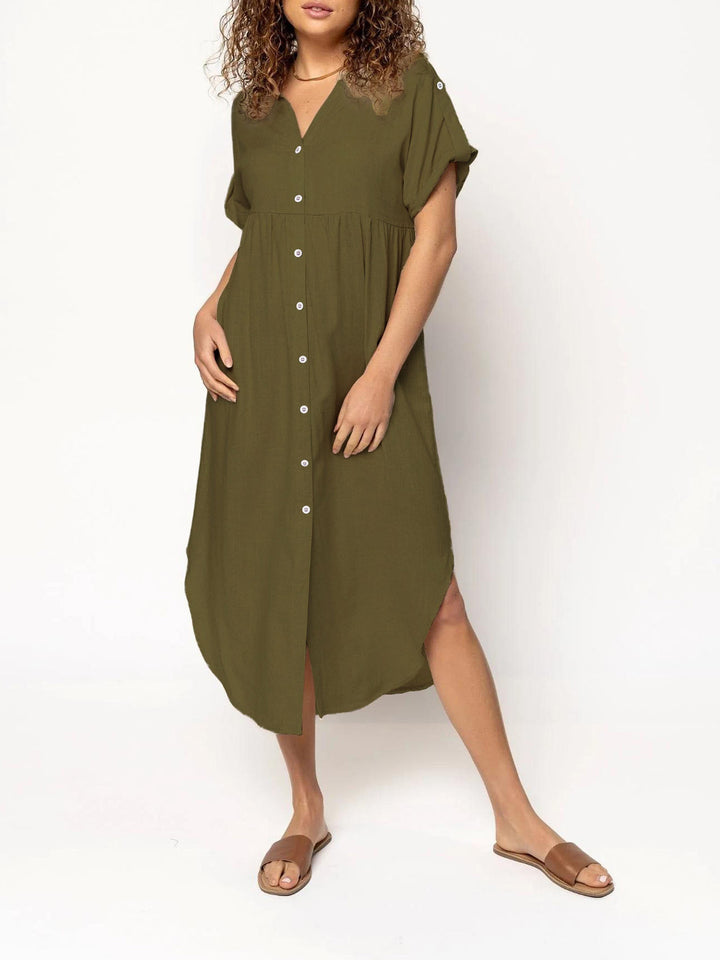 Damen Hemdkleid mit bodenlangem Schnitt und Knopfdetails Echo Archiv