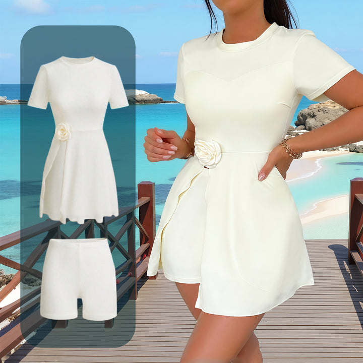 Damen elegantes Strandkleid mit dekorativem Blumenakzent Echo Archiv