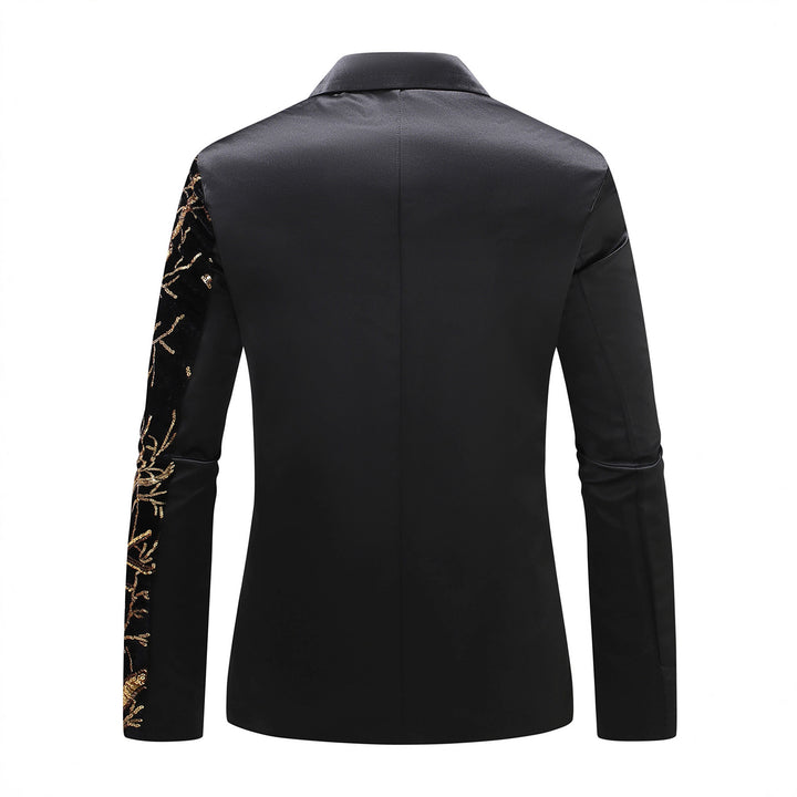 Herren luxuriöser Pailletten-Smokingblazer mit floralem Design Echoarchiv