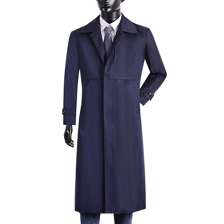 Herren langer Trenchcoat mit verdeckter Knopfleiste und wasserabweisender Ausstattung Echoarchiv