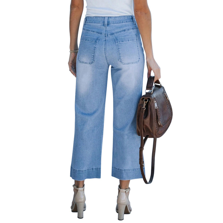 Damen Hochtaillierte Culotte-Jeans mit weitem Bein und aufgesetzten Vordertaschen Echo Archiv