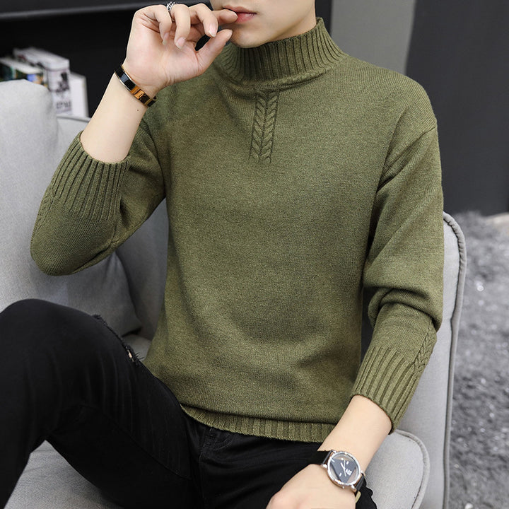 Herren Strickpullover mit hohem Kragen und Rippstrickdetails Echoarchiv