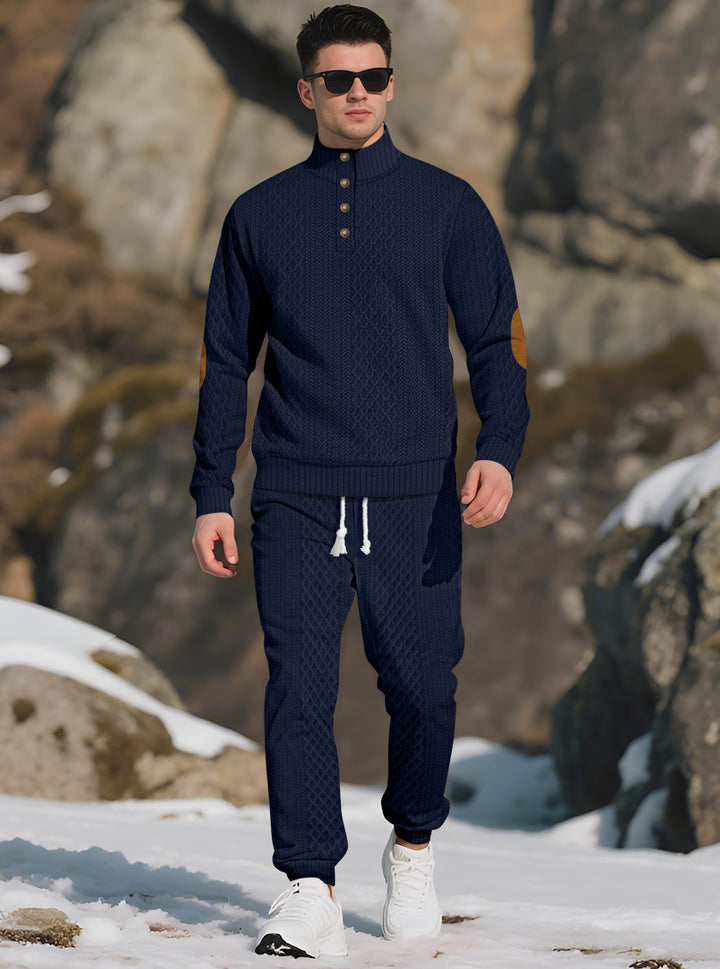 Herren Bequemer Strickpullover mit Stehkragen und modischen Knöpfen Echoarchiv