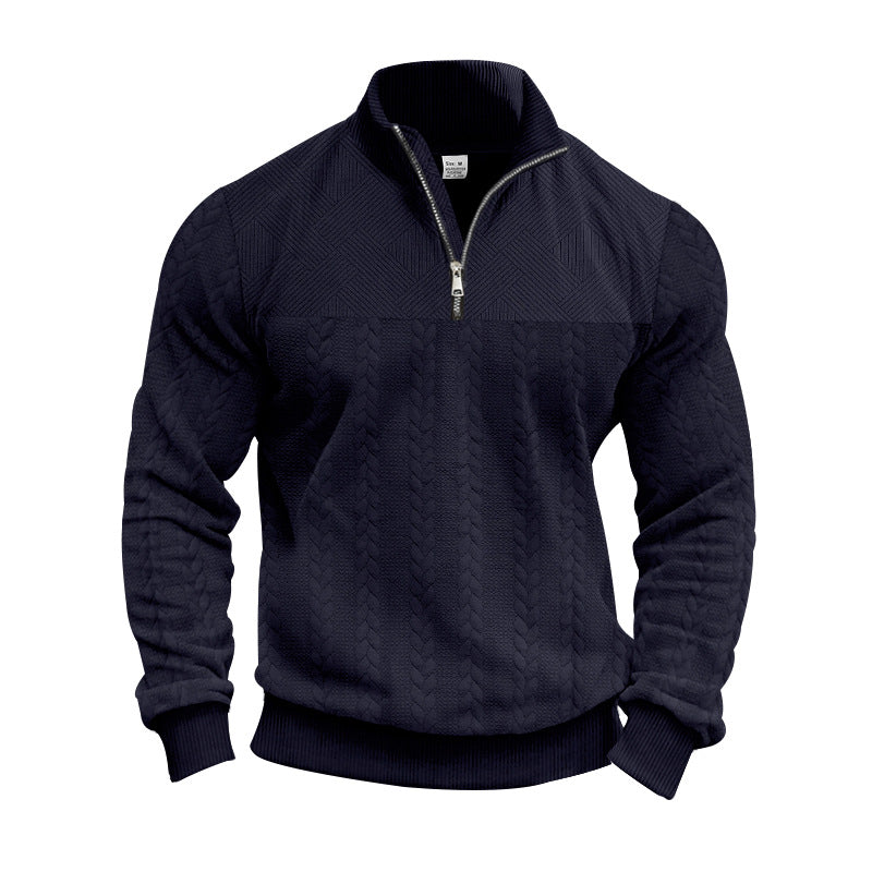 Herren stylischer Strickpullover mit hohem Kragen und modischem Zipper Echoarchiv