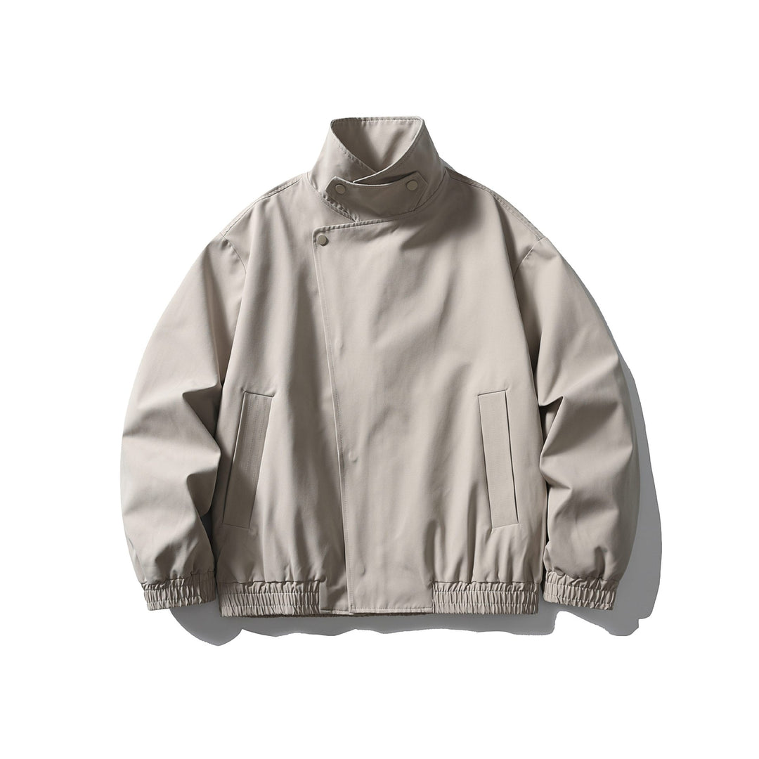 Unisex Kastig geschnittener Funktionsblouson mit hohem Funnelkragen und verdeckter Druckknopfleiste Echoarchiv