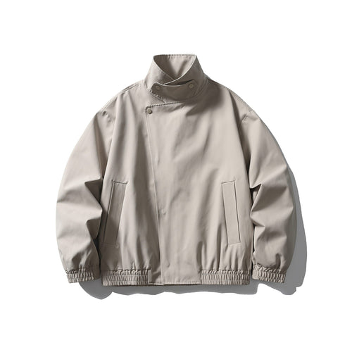 Unisex Kastig geschnittener Funktionsblouson mit hohem Funnelkragen und verdeckter Druckknopfleiste Echoarchiv