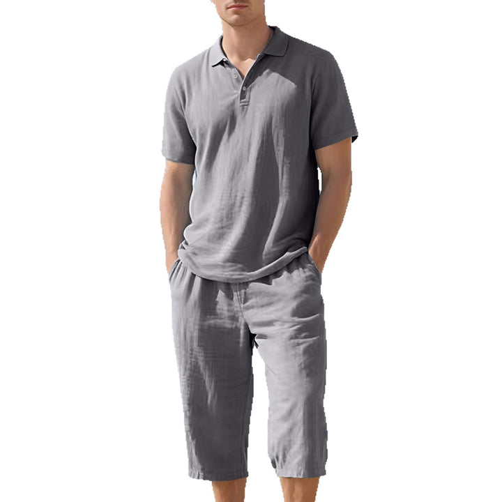 Herren nan leichtes Polo- und Bermuda-Set aus seidigem Baumwolljersey Echo Archiv