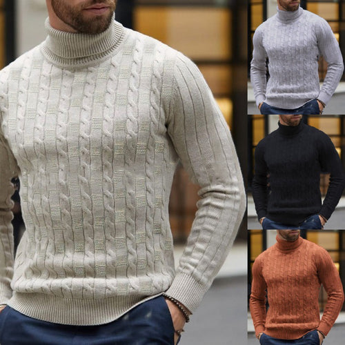 Herren Strickpullover mit schickem Rollkragen und strukturiertem Muster Echoarchiv