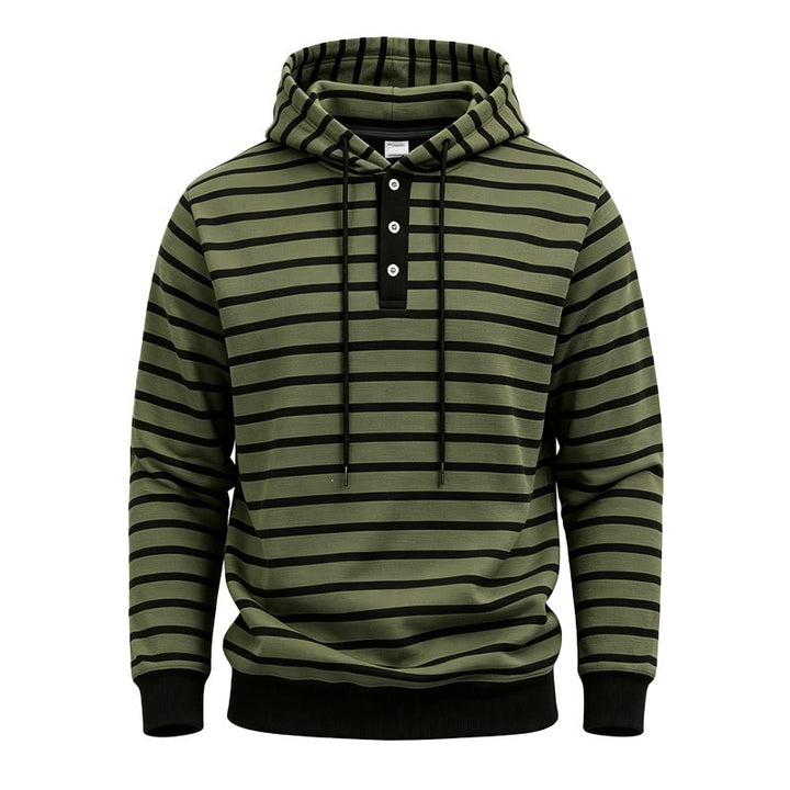 Herren Kapuzenpullover mit Knopfleiste und modischem Streifenmuster Echoarchiv