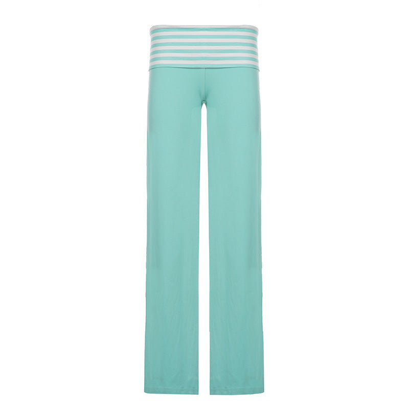 Damen Palazzo-Yogahose mit breitem Umschlagbund und fließender Jersey-Qualität – Avélisse