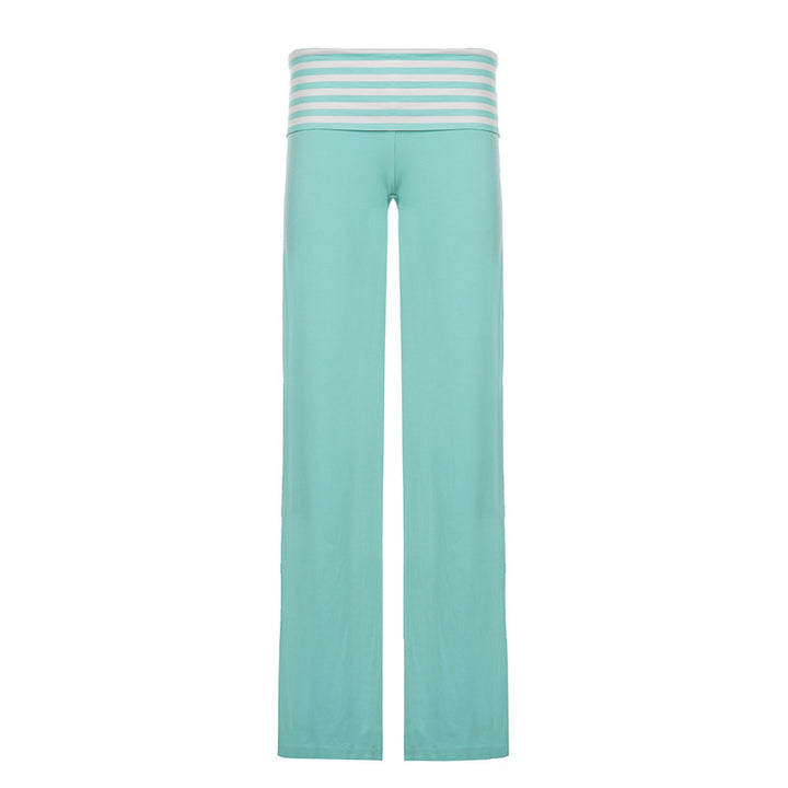 Damen Palazzo-Yogahose mit breitem Umschlagbund und fließender Jersey-Qualität – Avélisse