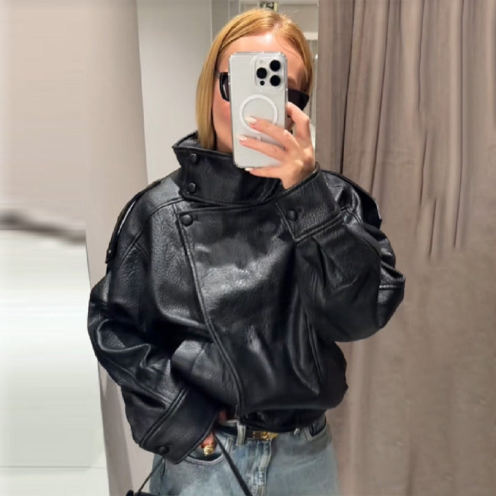 Damen elegante und voluminöse jacke mit Stehkragen Echoarchiv