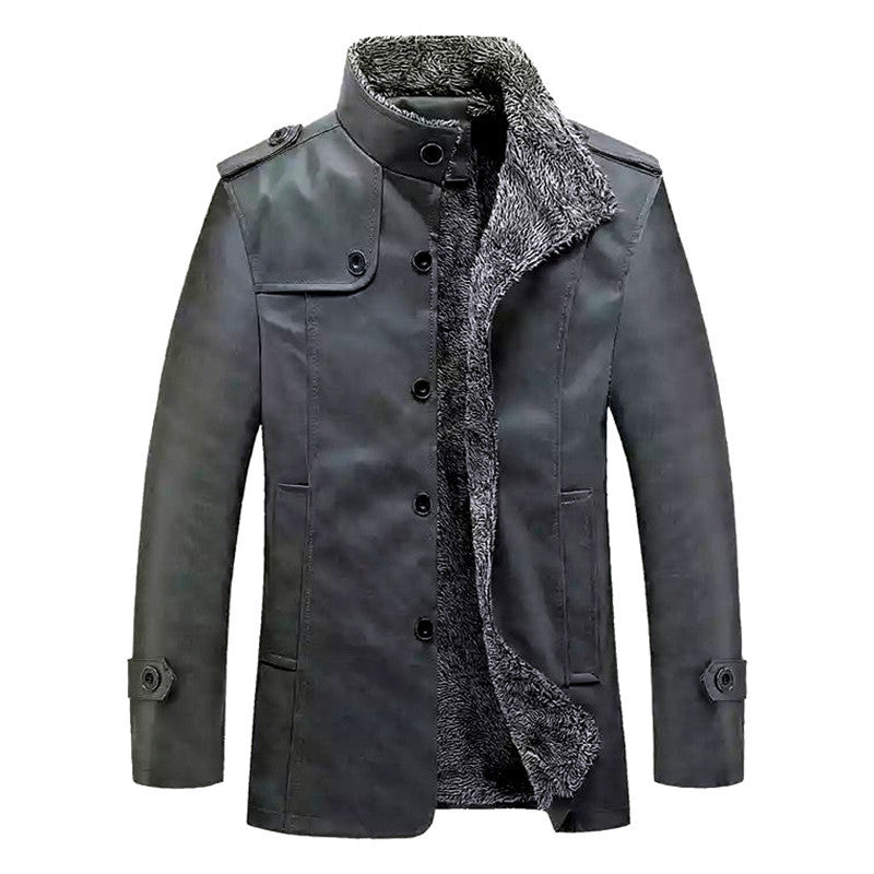 Herren schlanke Kunstleder-Motojacke mit Stehkragen, ergonomischer Nahtführung und leichter Thermofütterung Echoarchiv