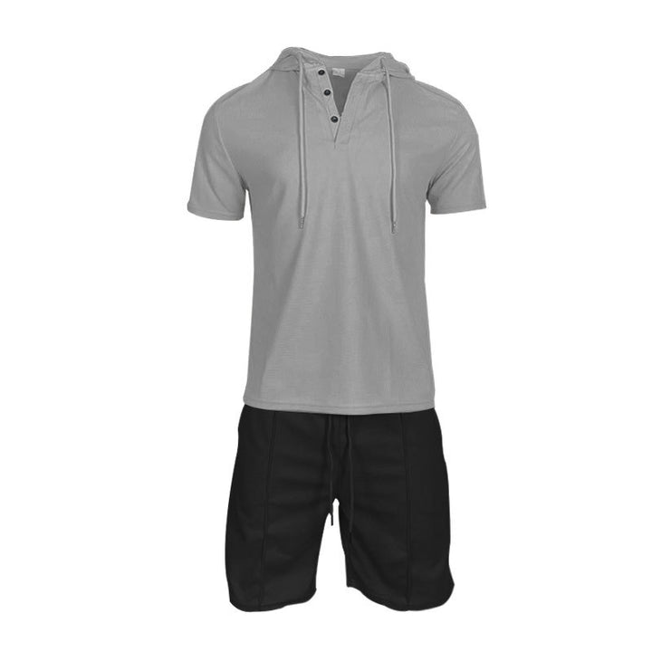 Herren sportliches Kapuzenshirt und Shorts-Set Echoarchiv