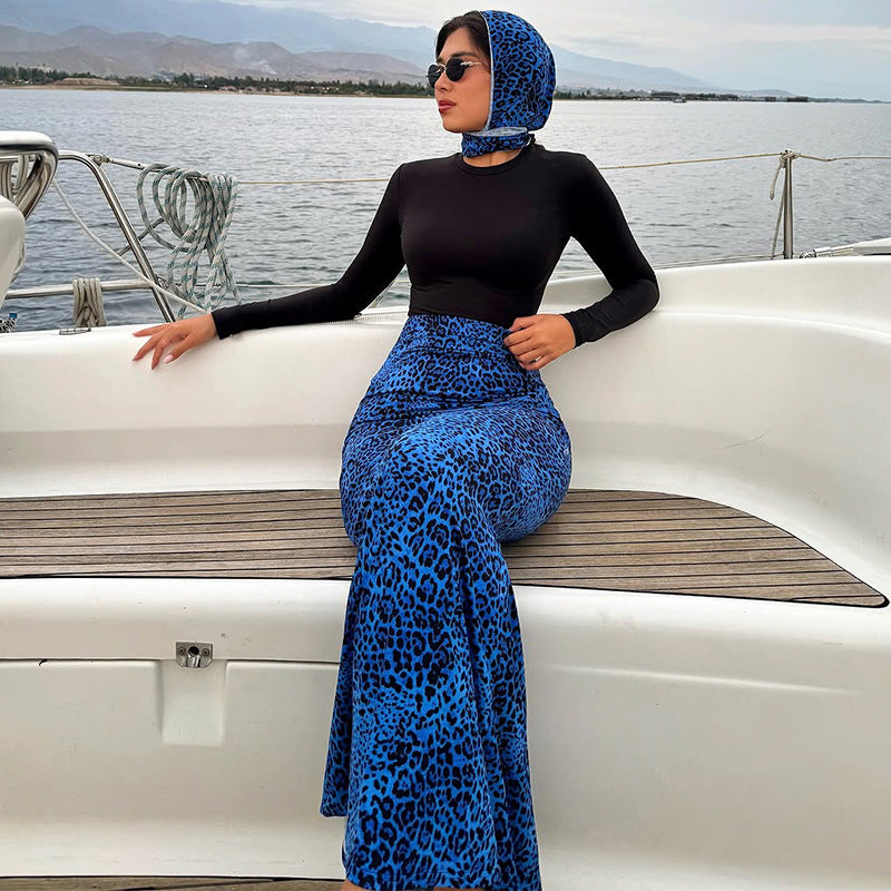 Damen Maxikleid mit trendigem Leopardenmuster und schickem Schal Echo Archiv